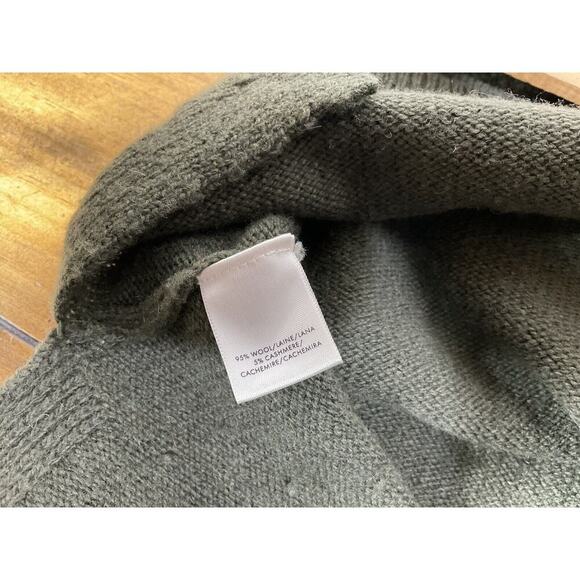 Ann Taylor Sweater Womens Small Petite Tie Sleeve Green Wool Cashmere Blend - Picture 8 of 11